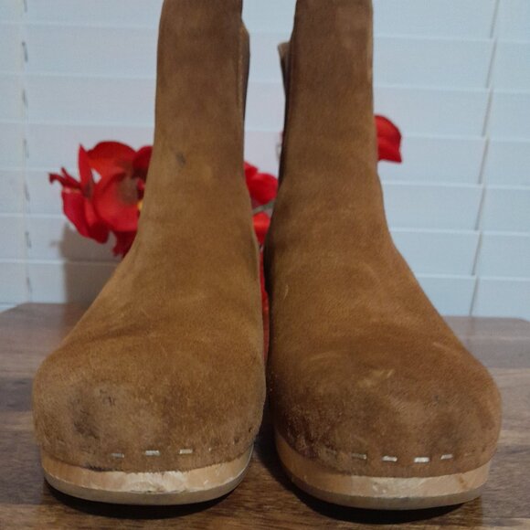 Loeffler Randall CACAO Leather Wood Clog Chelsea Boots sz 6M - Picture 4 of 9